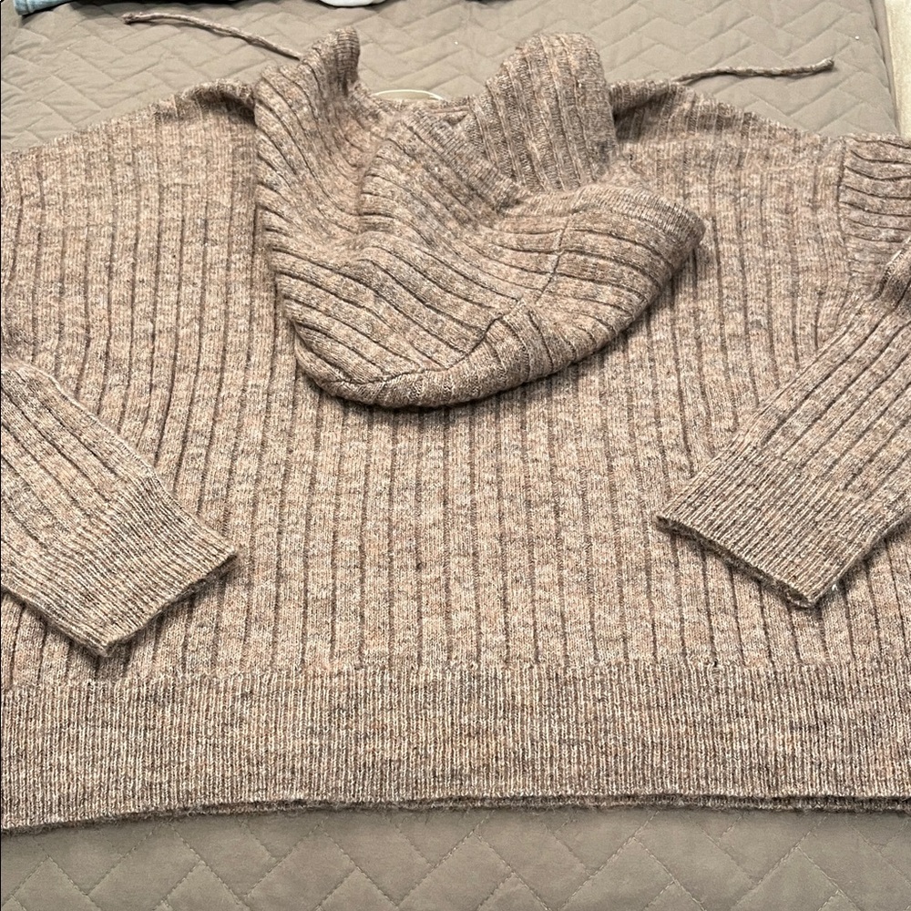 Lucky Brand Women's Ribbed Knit Hooded Sweater in Deep Taupe/NWT/XS - Picture 10 of 15